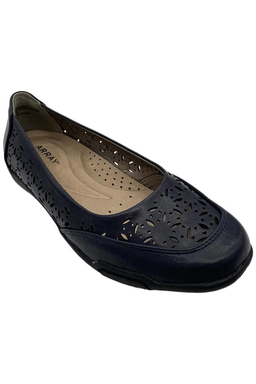 ARRAY Women's Jordan Cutout Comfort Flat Navy - Wide